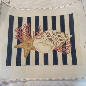 Nautical Seashell and Coral Needlepoint Canvas
